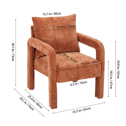 Chenille Upholstered Accent Chair with Lumbar Pillow