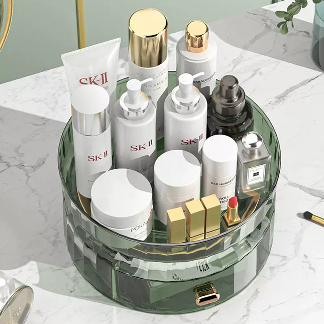 360° Rotating Makeup Organizer with Drawer