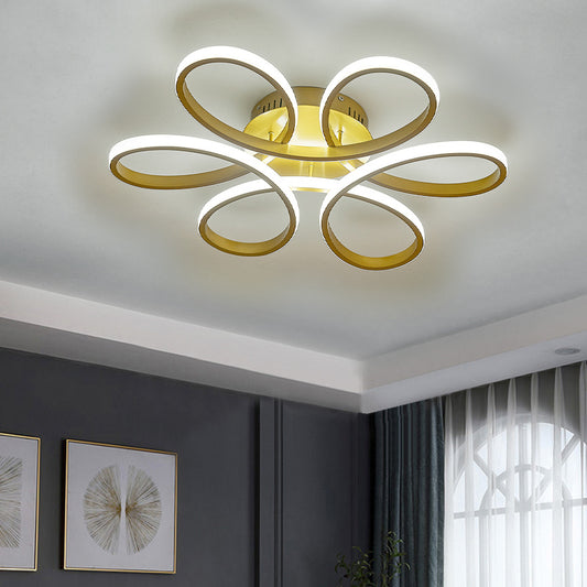 Modern Petal LED Chandelier Ceiling Light, Gold 74CM Cool White