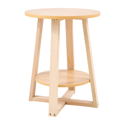 2-Tier Round Wooden Coffee Side Table