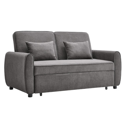 Grey Convertible Sofa Bed with 2 Pillows
