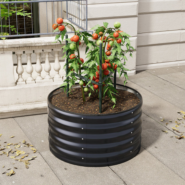 Anthracite 80cm Round Galvanized Steel Raised Garden Bed