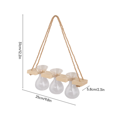 Wall Hanging Plant Propagation Station with 3 Vases & Wooden Frame