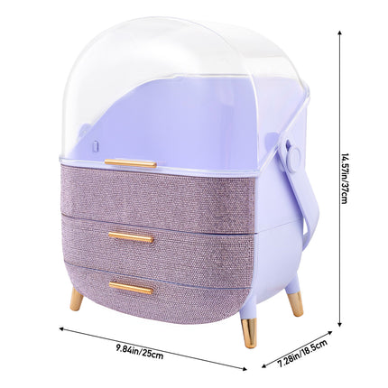 Countertop Portable Oval Makeup Storage Box with Transparent Cover