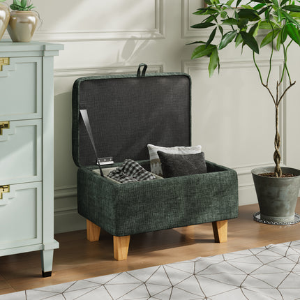 Chenille Upholstered Storage Ottoman