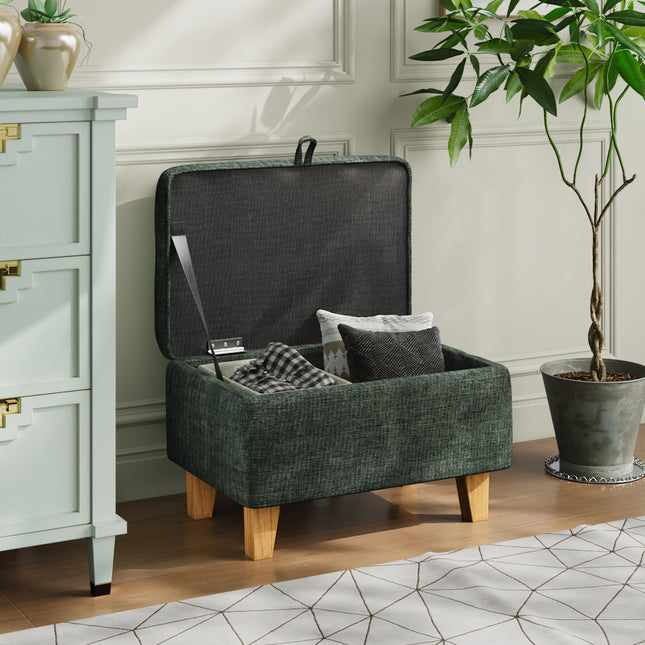 Chenille Upholstered Storage Ottoman