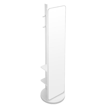 360° Rotating Full-Length Mirror with Coat Rack