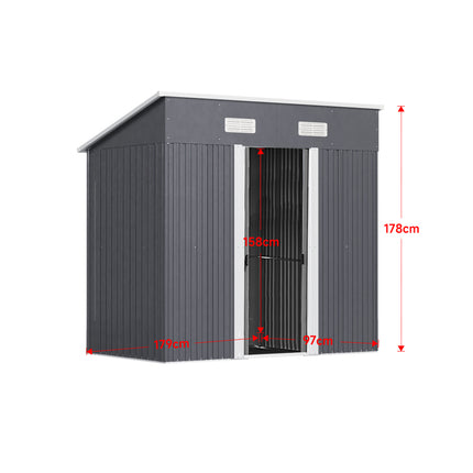 4x6ft Metal Garden Storage Shed with Sliding Door