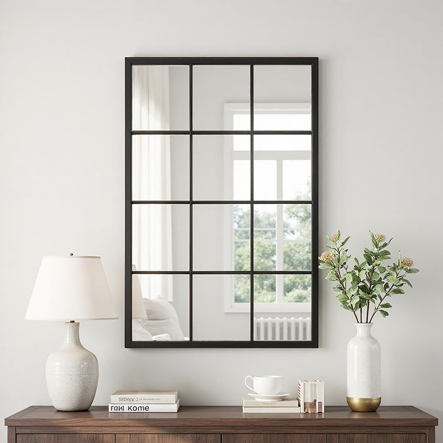 Classic Window Mirror Wall Accent Metal Framed Mirror