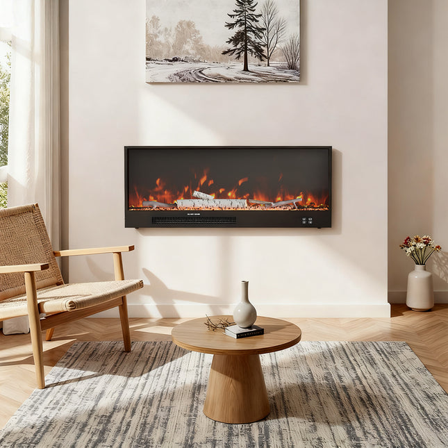 Recessed Electric Fireplace with Remote Control