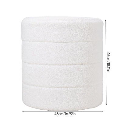 Round Teddy Fleece Upholstered Footstool
