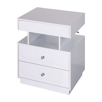 Modern 3-Drawer Bedside Table with RGB Lighting