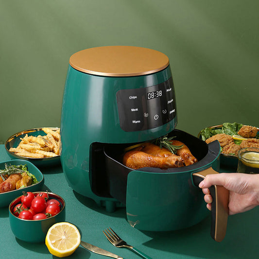 4L Electric Air Fryer With Non-Stick Basket LCD Digital Screen Green
