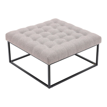 Square Linen Footstool with Metal Frame