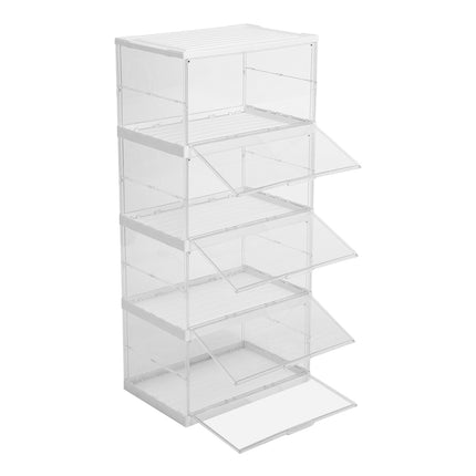 4-Tier Foldable Storage Cabinet Shoes Organizer with Doors