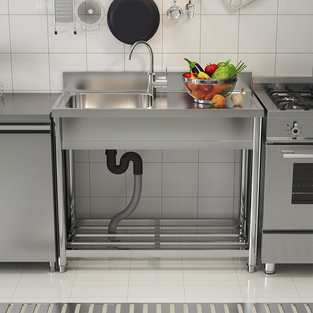 Stainless Steel One Compartment Commercial Sink with Right Drainboard
