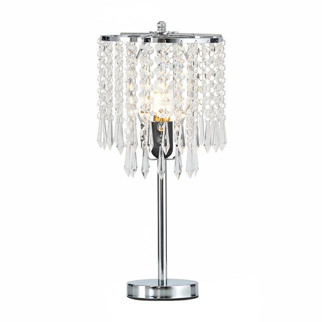 Luxury Table Lamp with Iron Base and a Crystal-Beaded Shade