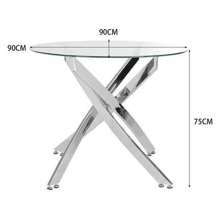 Modern Round Glass Coffee Table with Metal Frame