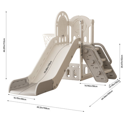 Toddler Slide Playset with Basketball Hoop and Climbing Stairs