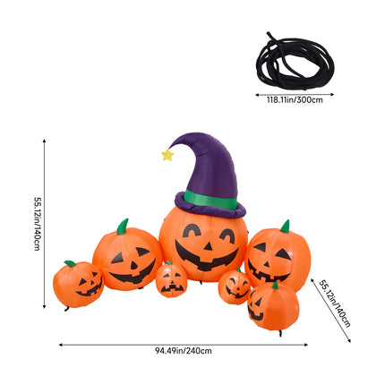7FT Halloween Inflatable Pumpkin Family Decoration with LED Lights