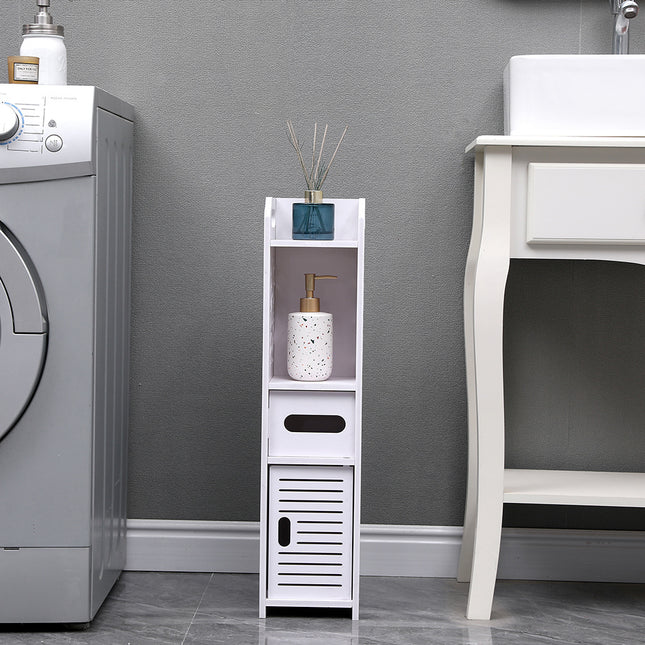 White 68cm H Freestanding Wooden Small Bathroom Cabinet