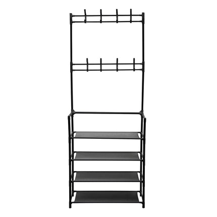 4-Tier Shoe Rack with Coat Hanger
