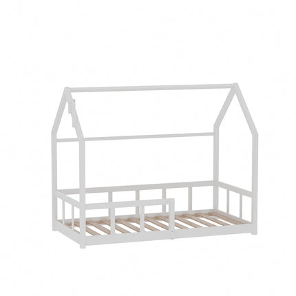White Wooden House Shape Kids Bed Frame