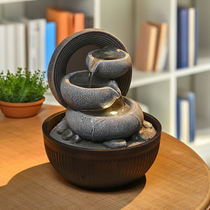 Tabletop Fountain Resin Water Feature with LED Light