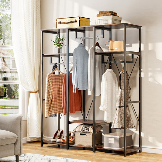 Large Freestanding Clothing Rack with Storage Shelves
