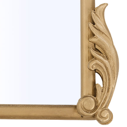 Gold Arched Decorative Vanity Mirror with Carved Frame