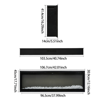 42 Inch Electrical Fireplace with Remote, 12 Vibrant Flame Colours, Adjustable Heating Modes, and Safety Features