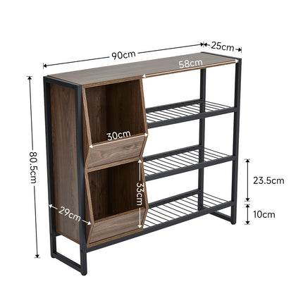 Three-Tier Shoe Organizer Shelf in Brown Modern Walnut