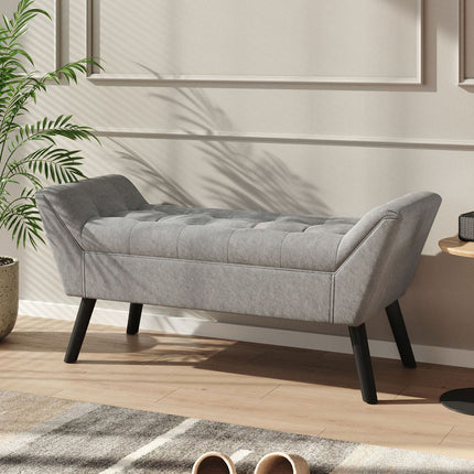 Tufted Velvet Buttoned Bench with Raised Arms