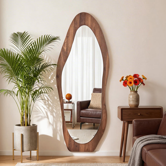 160cm Wooden Frame Full Length Mirror with Mirror Base