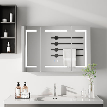 Triple-Door Bathroom Mirror Cabinet with LED Lighting