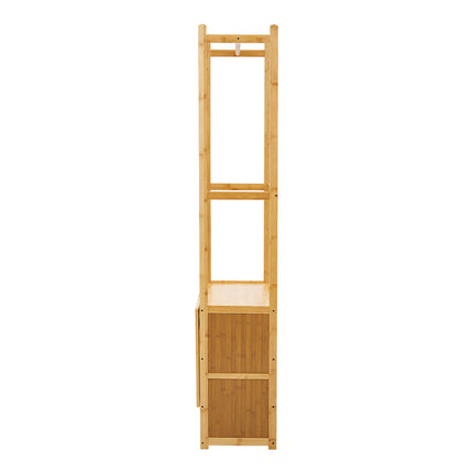 Freestanding Wooden Clothes Rack with Cabinet