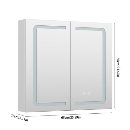 Double-Door Bathroom Mirror Cabinet with LED Lighting