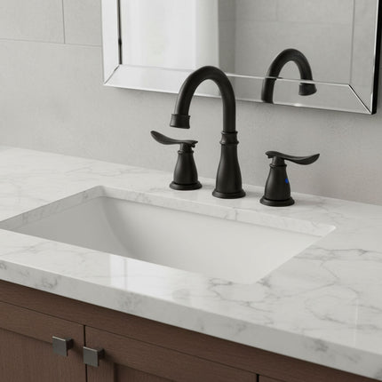 Double Handle Bathroom Sink Faucet with Drainer