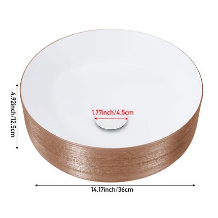 Round Ceramic Countertop Washbasin Vessel Sink