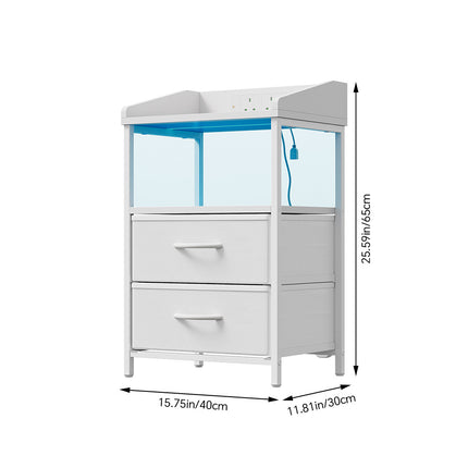 Nightstand Bedside Table with Charging Station and LED Lights