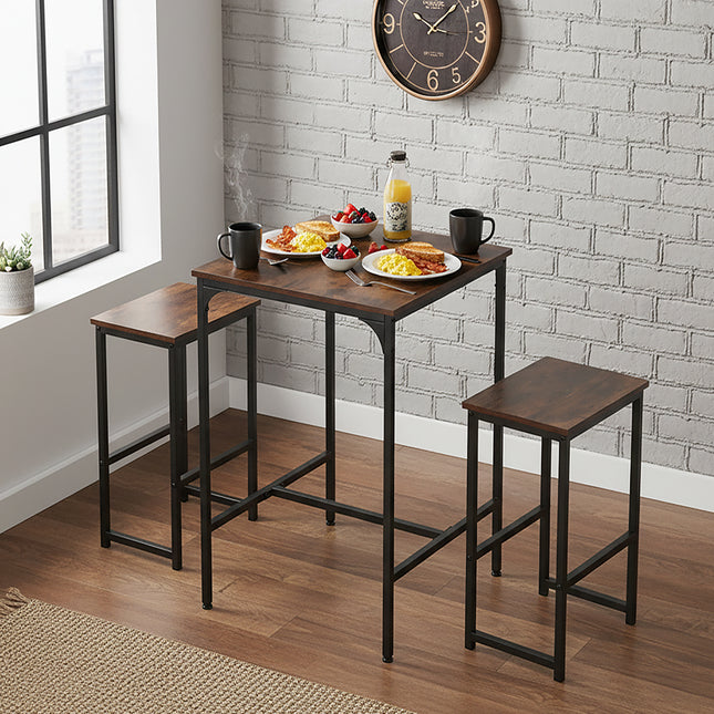 3-Piece Bar Table Set with Two Bar Stools