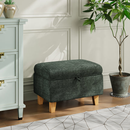 Chenille Upholstered Storage Ottoman