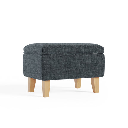 Linen Upholstered Storage Ottoman Footstool
