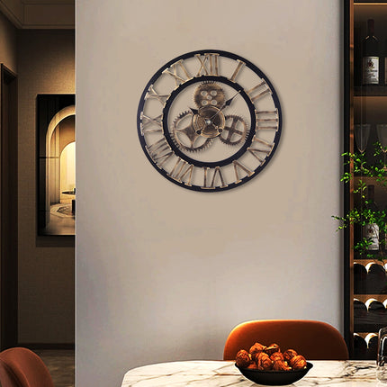 Industrial Large Retro Silent Wall Clock for Home Decor