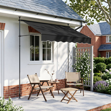 Outdoor Manual Retractable Patio Awning with Hand Crank 150-300cm W
