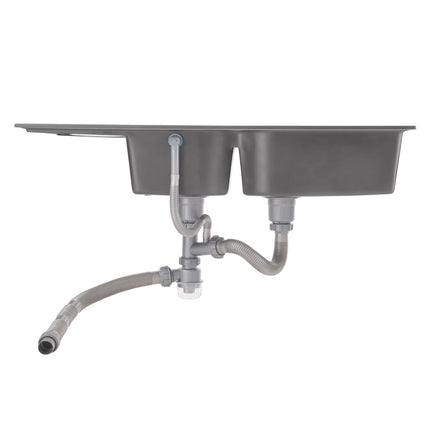 Double Bowl Quartz Resin Composite Kitchen Sink with Waste Kit