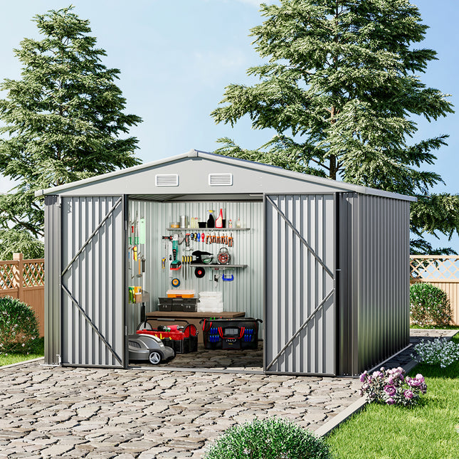 Outdoor Metal Storage Shed with Lockable Door