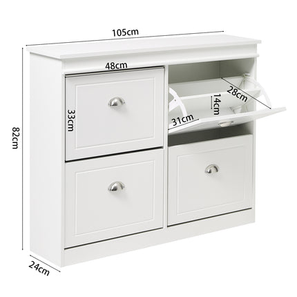 2-Tier Flip Down Shoe Bench Cabinet