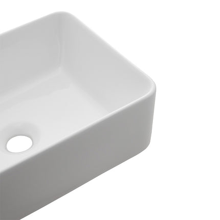 Rectangular Ceramic Countertop Basin with Central Drain Set