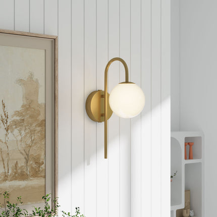Golden Wall Light with Frosted Glass Shade